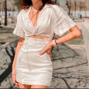 Zara | Linen Cut Out Shirt Dress